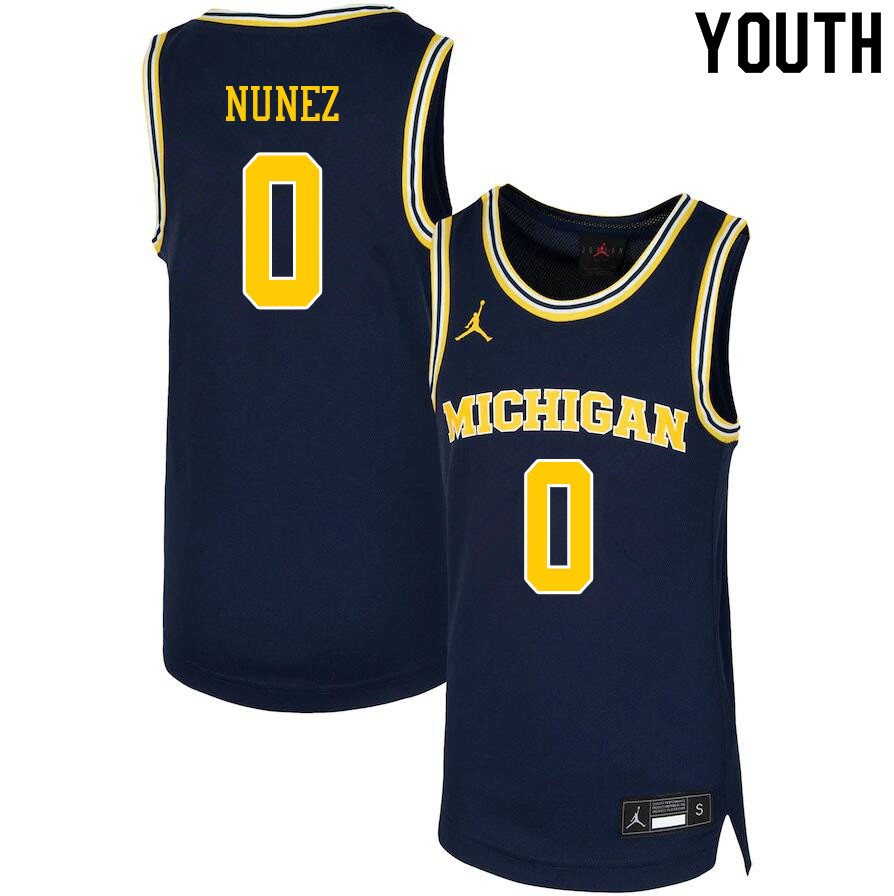 Youth #0 Adrien Nunez Michigan Wolverines College Basketball Jerseys Sale-Navy